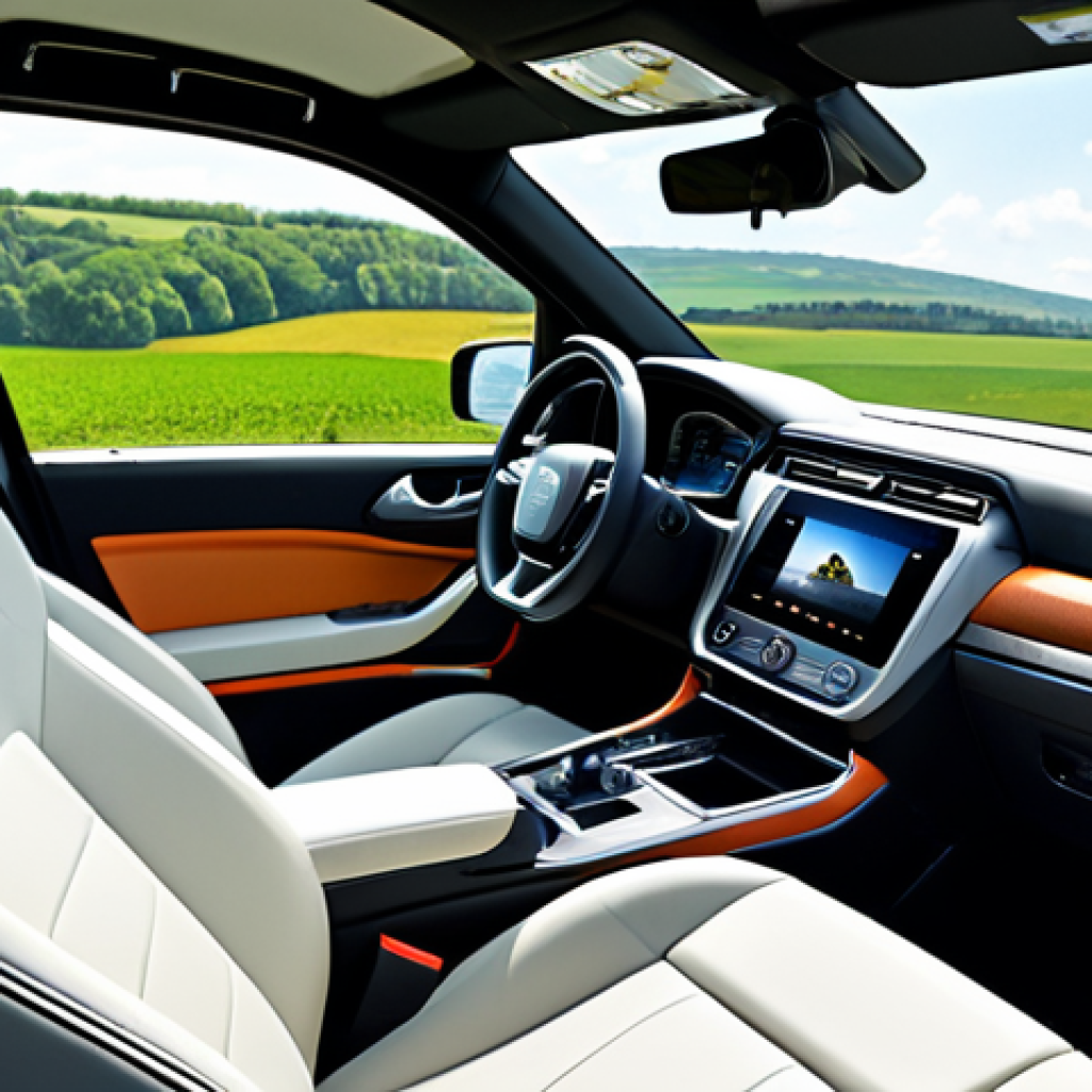자율주행 차량과 주거 공간의 관계 - Autonomous Mobile Office**

"A modern car interior transformed into a mobile office, featuring a com...