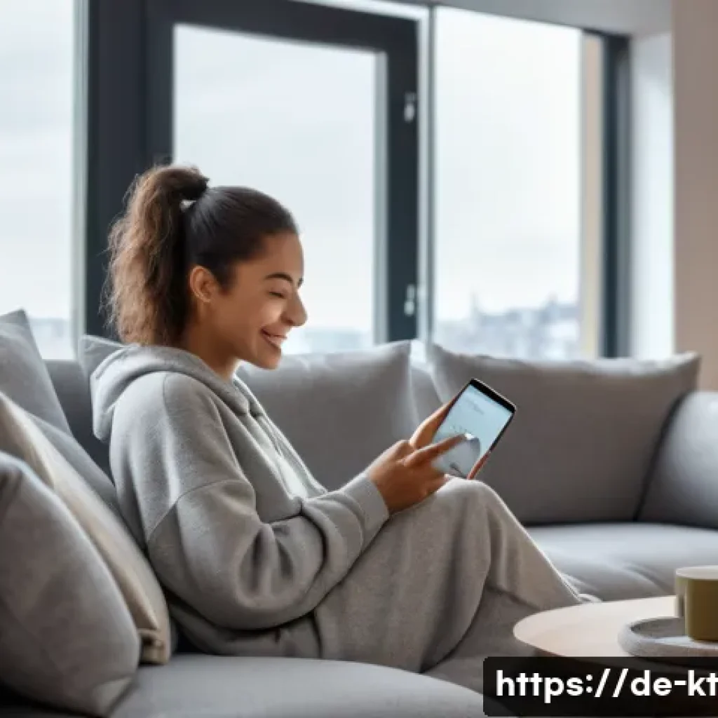 AI를 활용한 개인 맞춤형 생활환경 - **"A cozy and inviting smart home living room bathed in soft, warm amber light during the early even...
