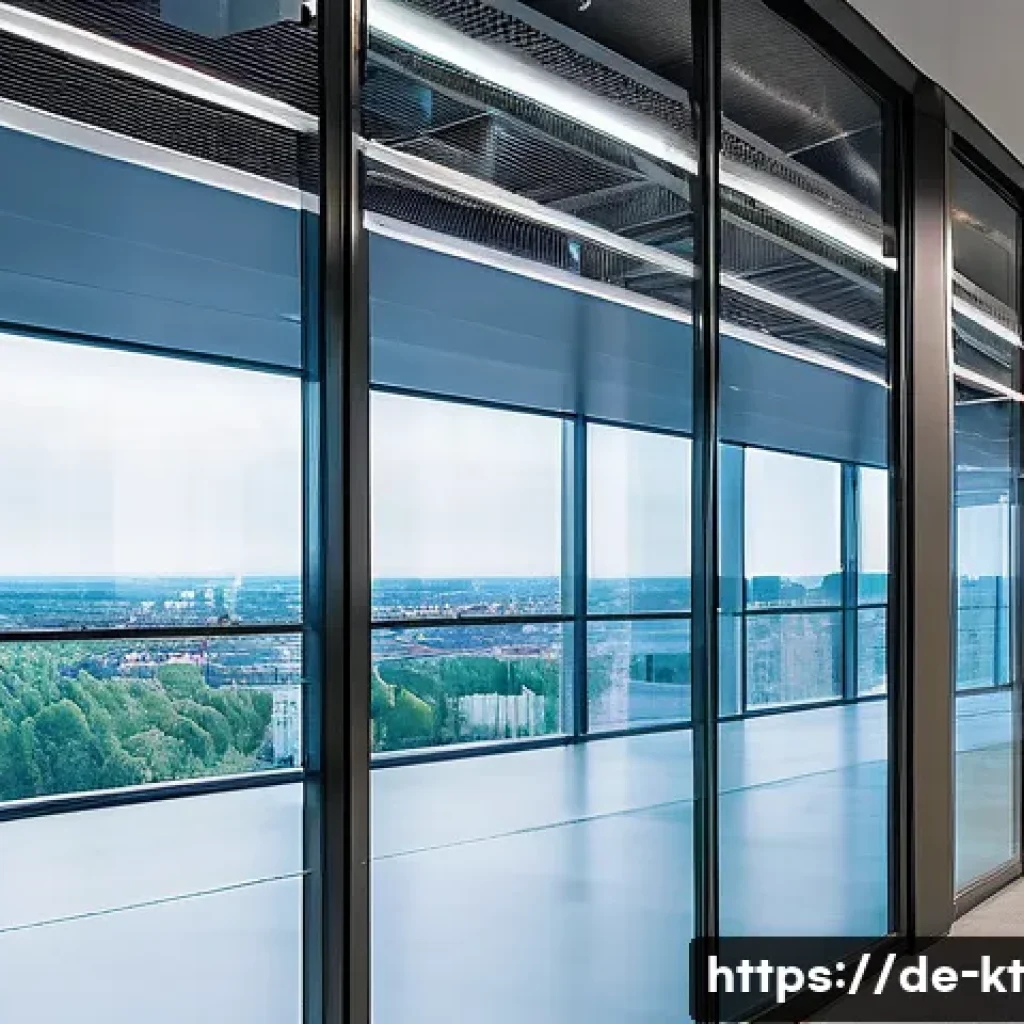 스마트 환경 디자인의 비용 절감 전략 - A modern smart office building interior showcasing automated HVAC and lighting control systems: visi...