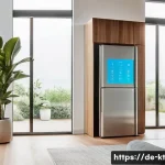 스마트 가전제품의 통합 디자인 - A modern living room interior showcasing seamless integration of smart home devices into the decor: ...