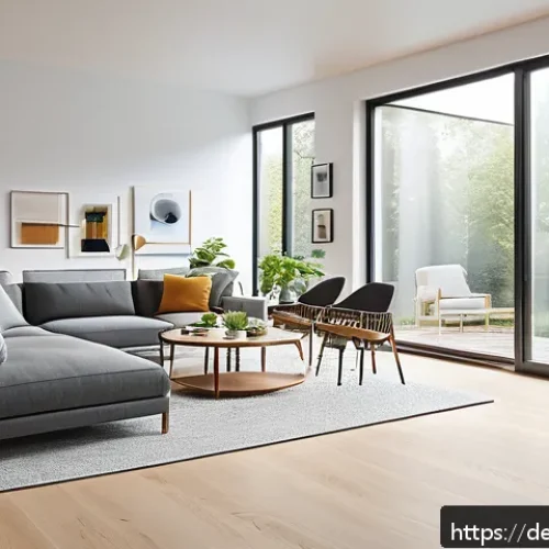스마트 홈 기기의 설치 가이드 - A modern German living room showcasing a smart home setup with multiple Zigbee-connected devices suc...
